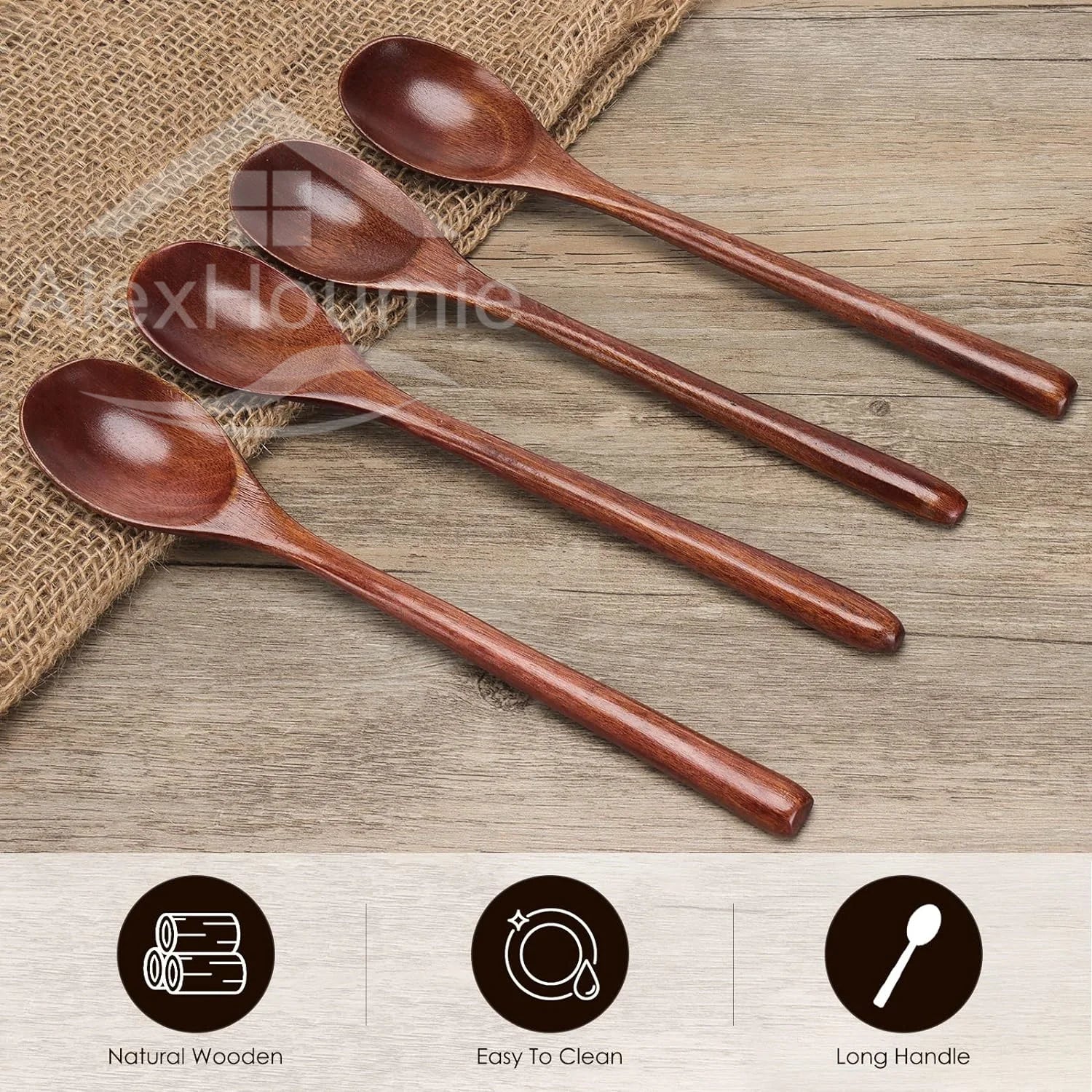 6-Piece Bamboo Wooden Spoon Set – Korean Style 9"