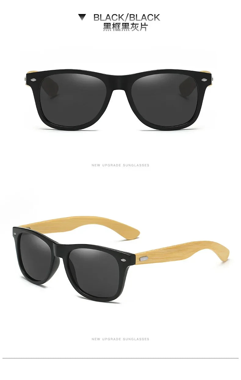 Retro Bamboo Leg UV400 Round Sunglasses Unisex