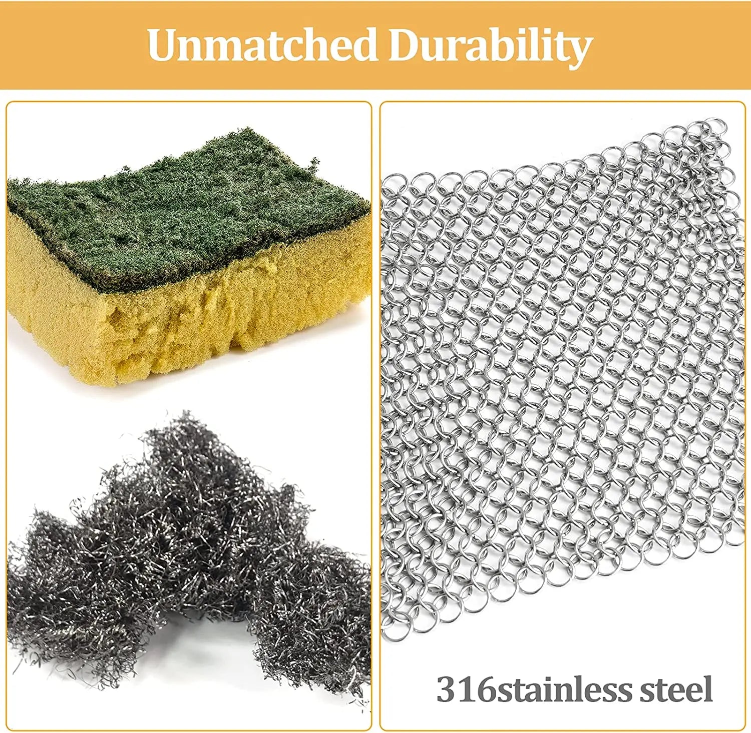 Leeseph Stainless Steel Chainmail Kitchen Scrubber
