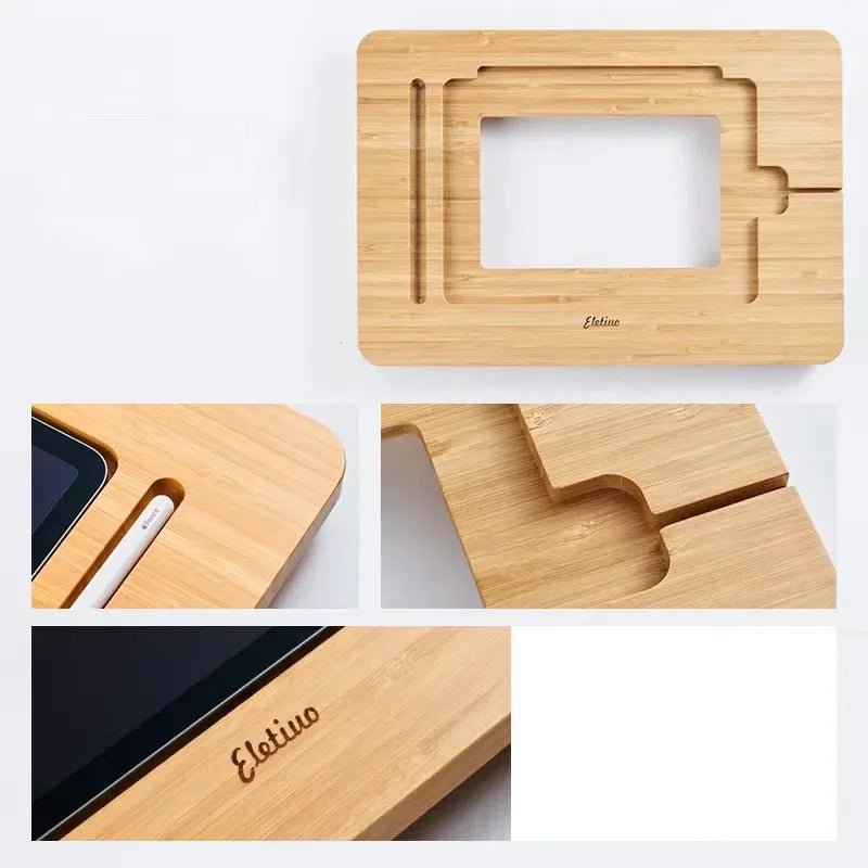 Adjustable Bamboo Foldable iPad Stand (11"-12.9")