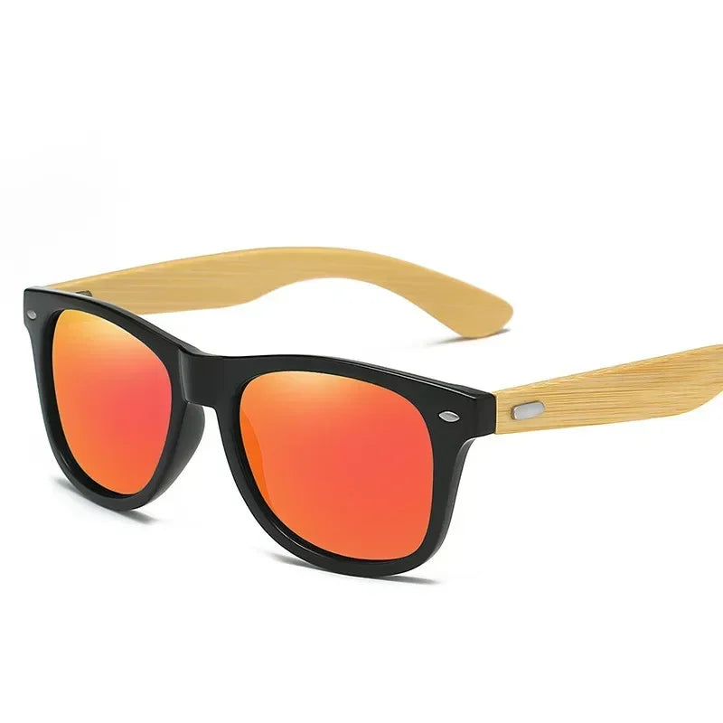 Retro Bamboo Leg UV400 Round Sunglasses Unisex