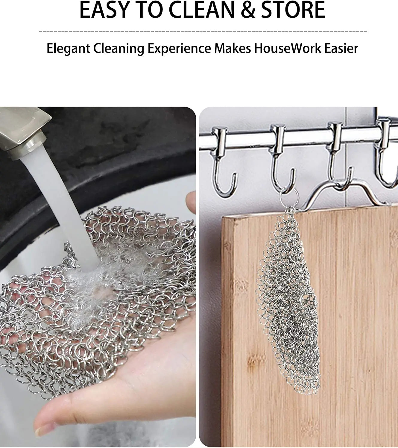 Leeseph Stainless Steel Chainmail Kitchen Scrubber