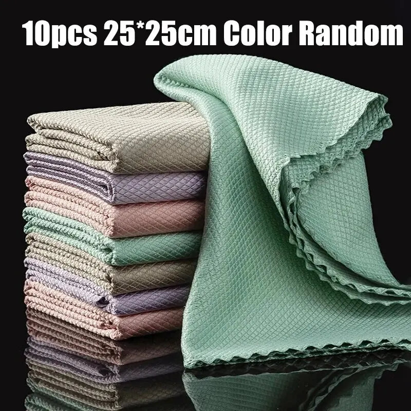 5/10pcs Reusable Microfiber Cleaning Cloths
