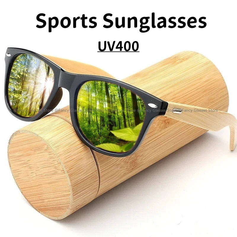 Retro Bamboo Leg UV400 Round Sunglasses Unisex