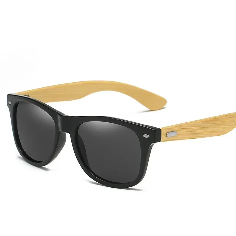 Retro Bamboo Leg UV400 Round Sunglasses Unisex