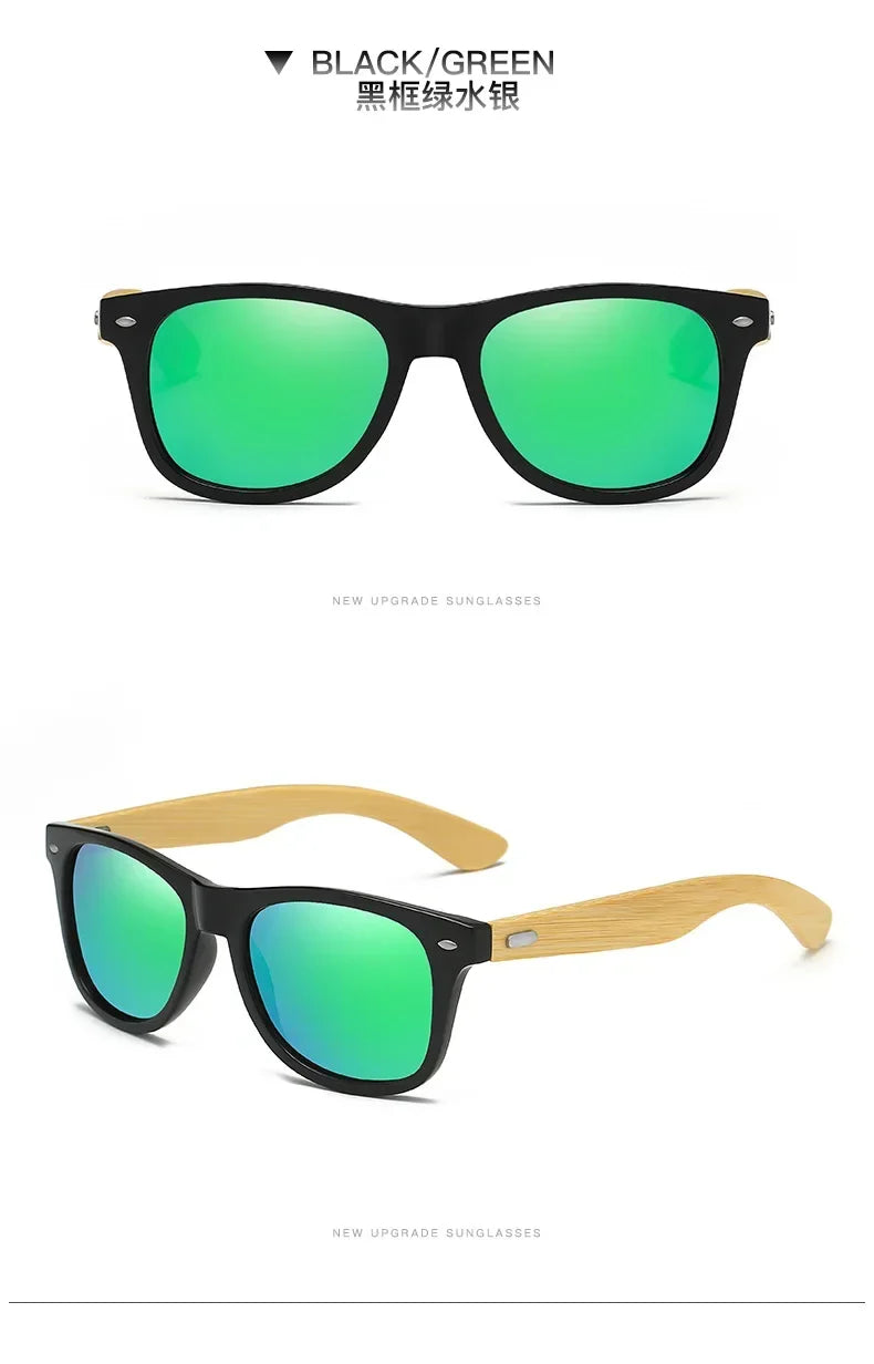 Retro Bamboo Leg UV400 Round Sunglasses Unisex
