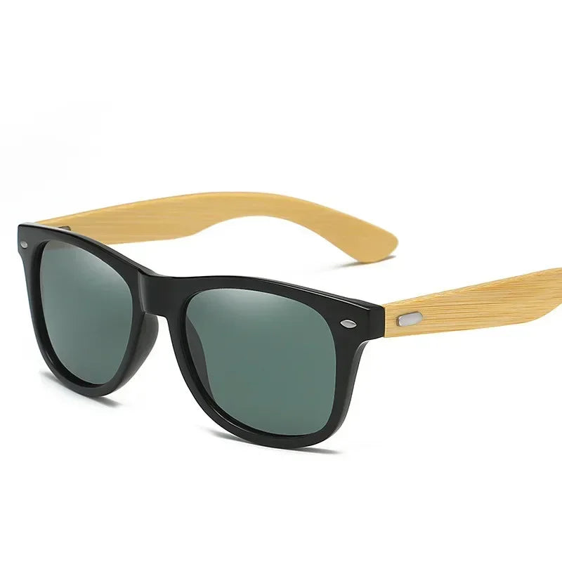 Retro Bamboo Leg UV400 Round Sunglasses Unisex