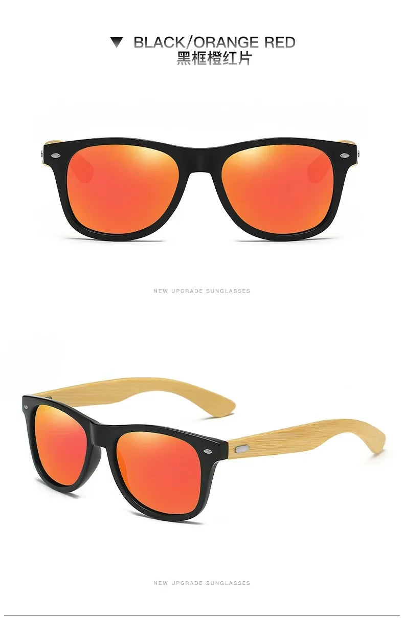 Retro Bamboo Leg UV400 Round Sunglasses Unisex