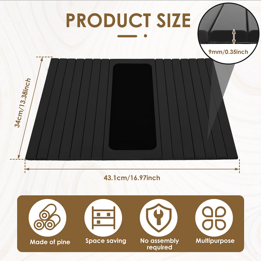 Foldable Bamboo Sofa Armrest Cup Holder Tray