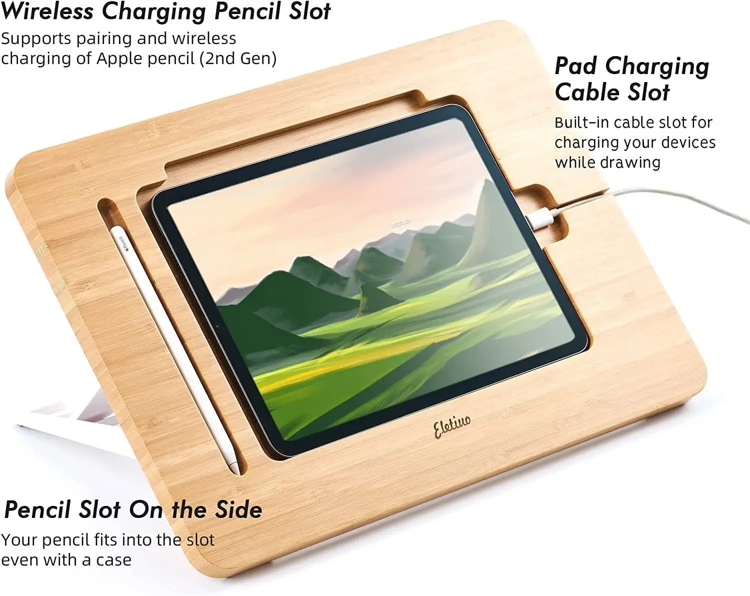 Adjustable Bamboo Foldable iPad Stand (11"-12.9")