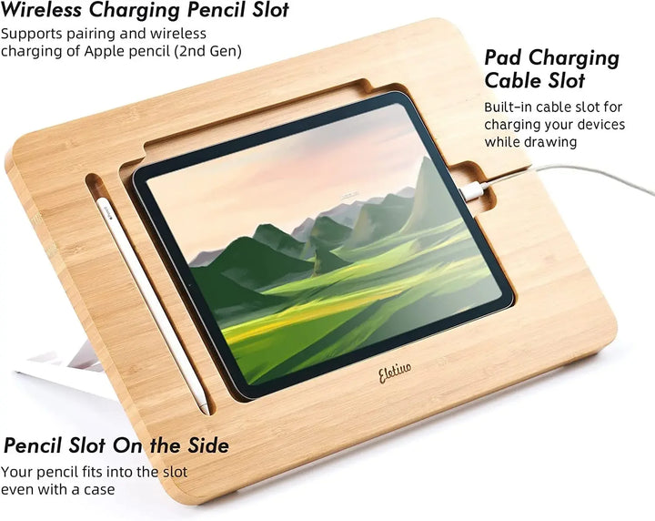 Adjustable Bamboo Foldable iPad Stand (11"-12.9")