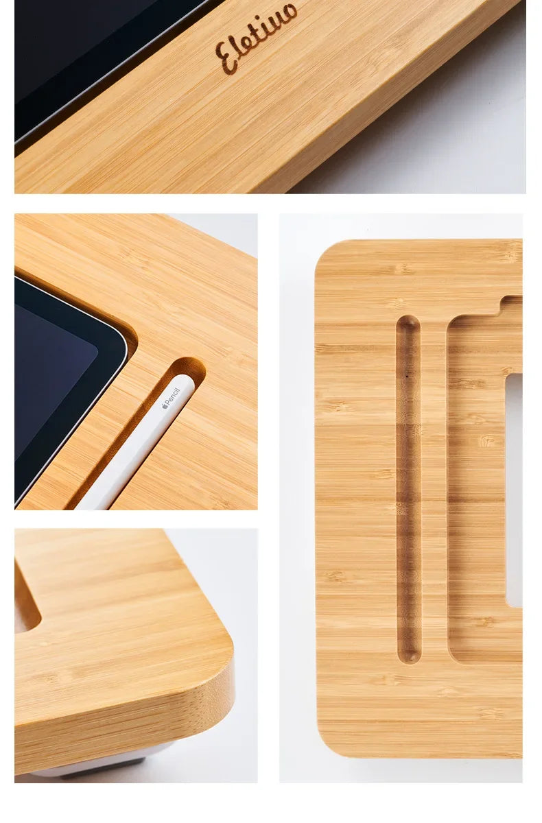 Adjustable Bamboo Foldable iPad Stand (11"-12.9")