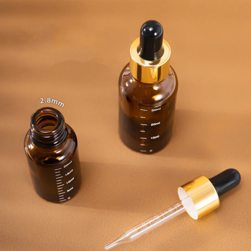 Amber Glass Dropper Bottles – 5ml to 100ml Refillable Set