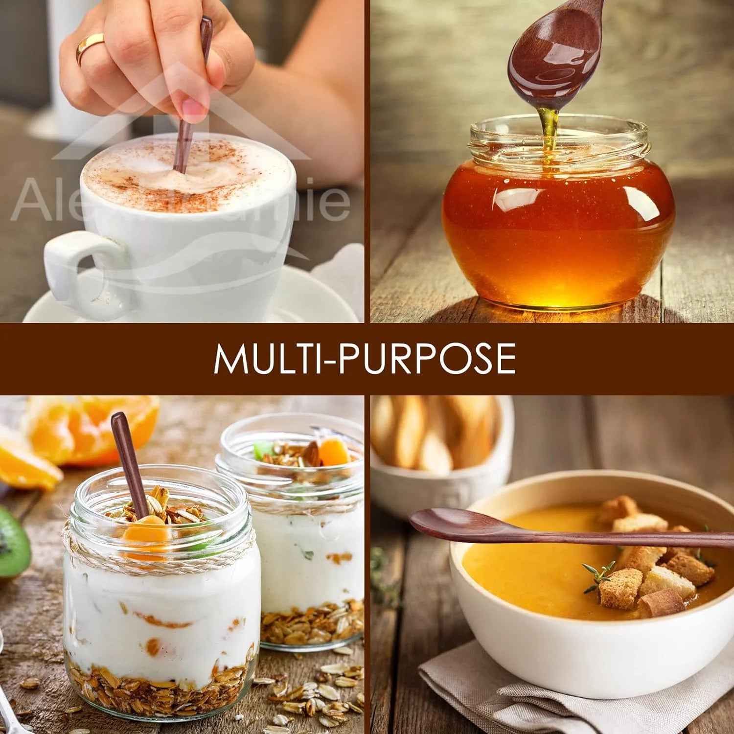 6-Piece Bamboo Wooden Spoon Set – Korean Style 9"