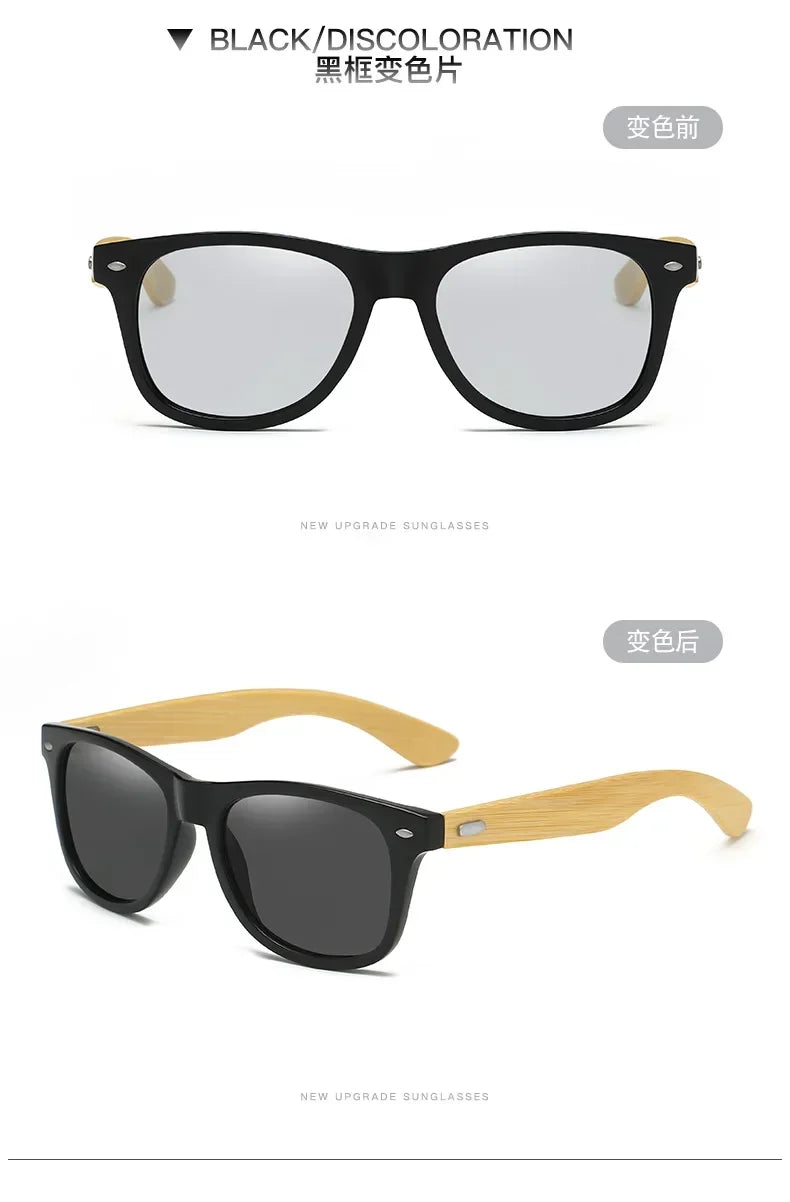Retro Bamboo Leg UV400 Round Sunglasses Unisex