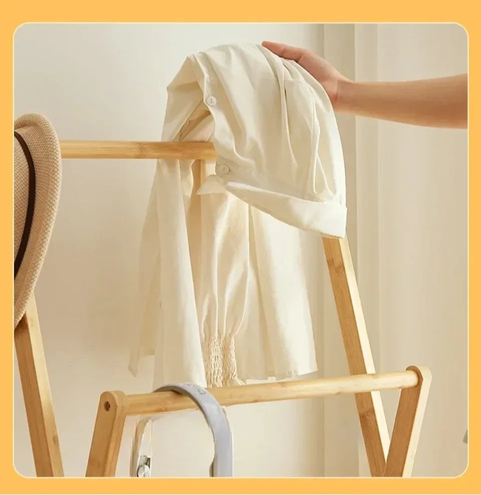 Foldable Bamboo Floor Clothes & Towel Hanger