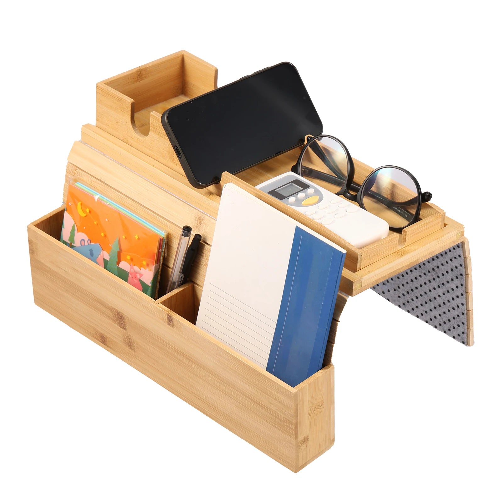 Foldable Bamboo Sofa Armrest Cup Holder Tray