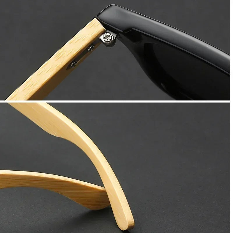Retro Bamboo Leg UV400 Round Sunglasses Unisex