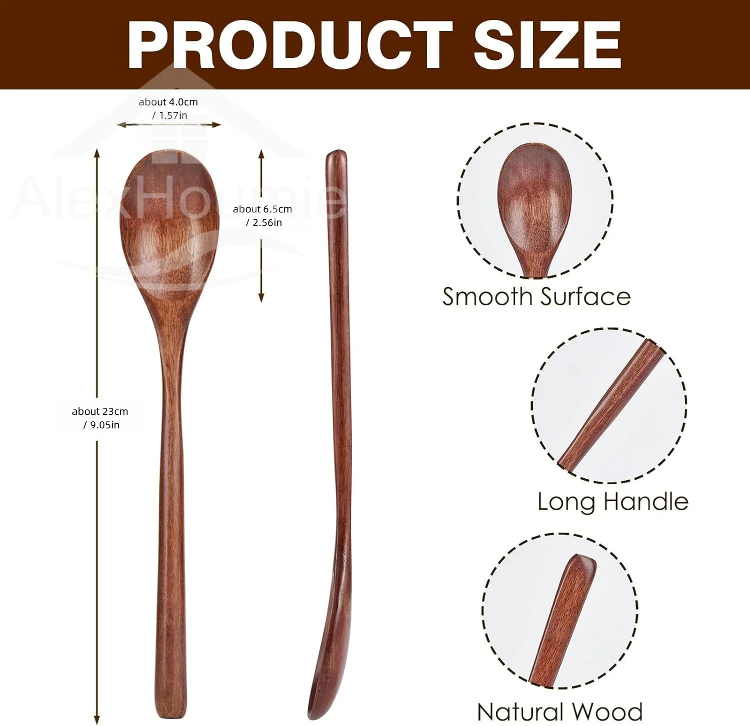 6-Piece Bamboo Wooden Spoon Set – Korean Style 9"