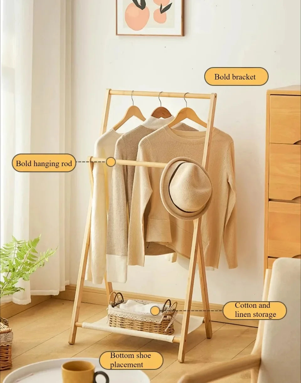 Foldable Bamboo Floor Clothes & Towel Hanger