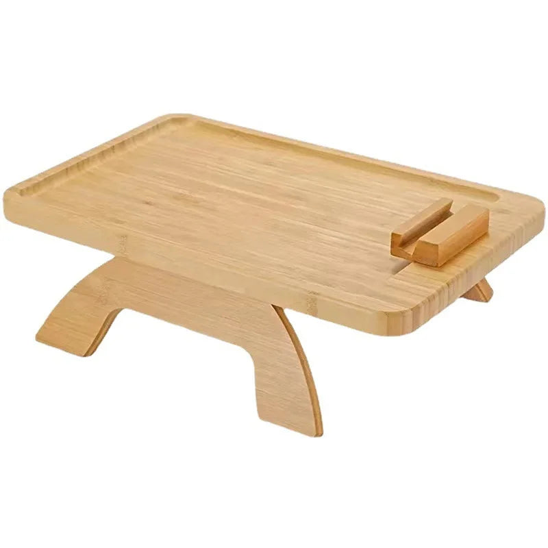 Bamboo Clip-On Sofa Arm Tray with Phone Holder