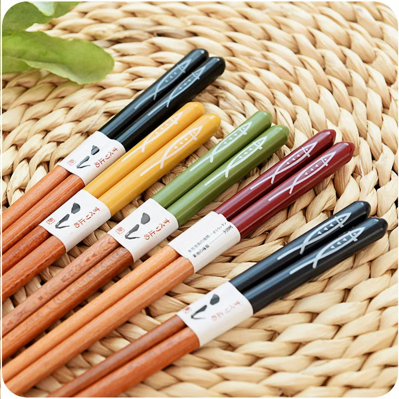 5-Pair Bamboo Non-Slip Chopsticks Set – Multicolor