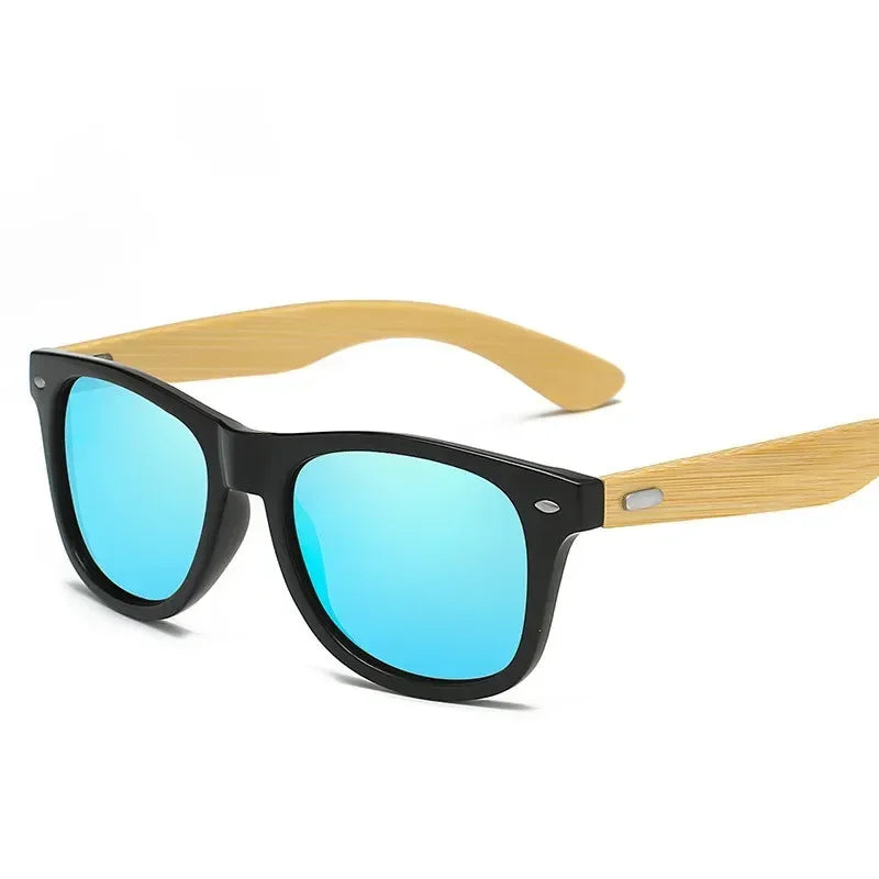 Retro Bamboo Leg UV400 Round Sunglasses Unisex