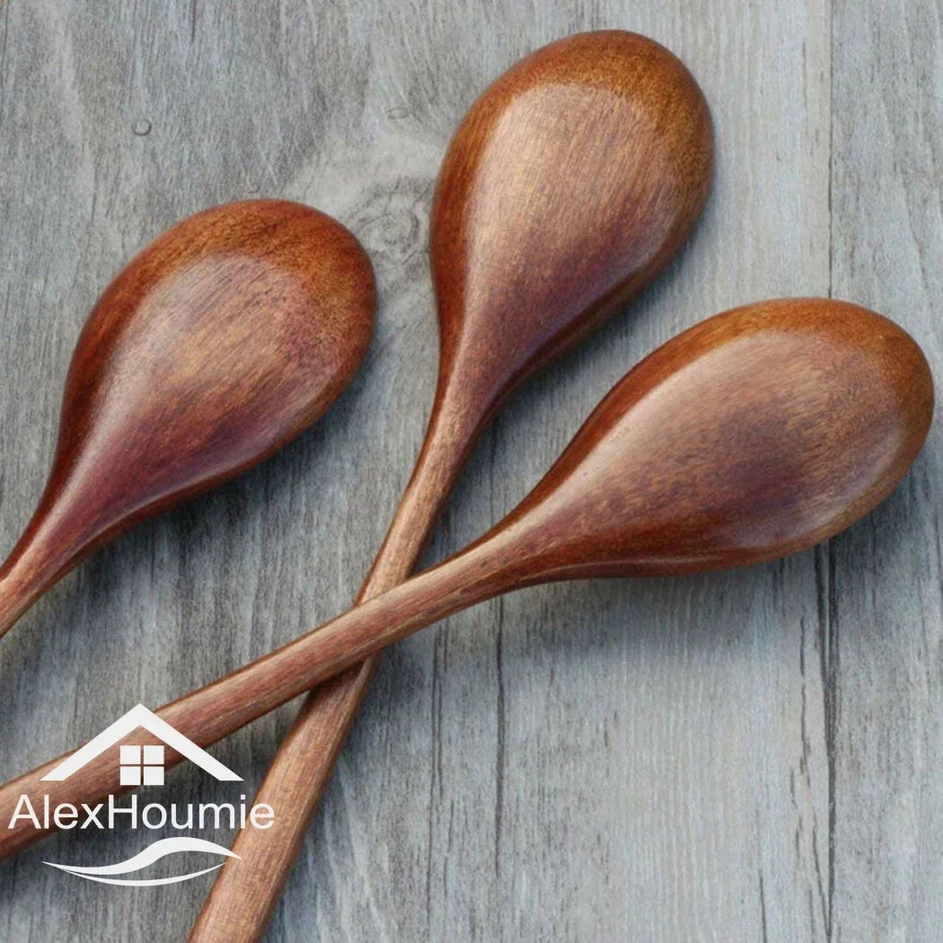 6-Piece Bamboo Wooden Spoon Set – Korean Style 9"