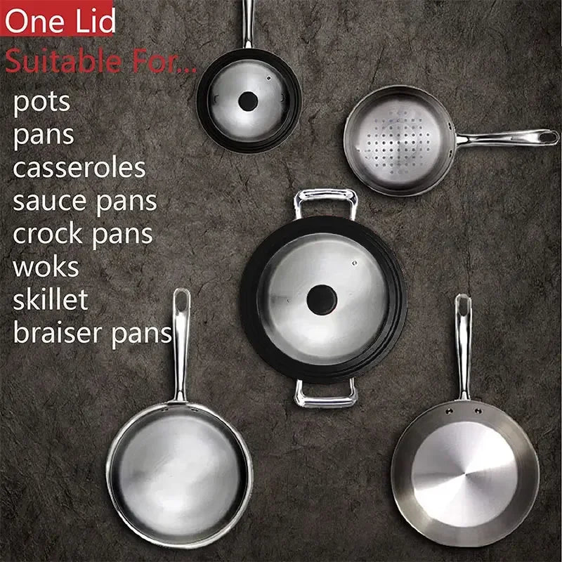 Silicone Multifunctional Glass Pan Covers (16-32cm)