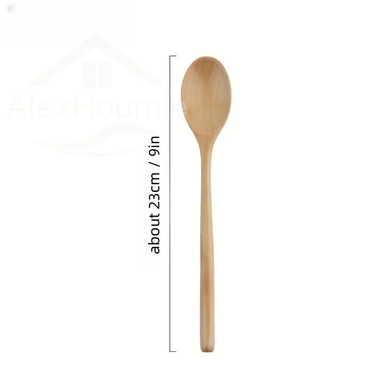 6-Piece Bamboo Wooden Spoon Set – Korean Style 9"